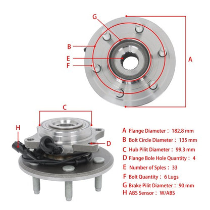 Rear Wheel Bearing Hub Assembly For Ford Expedition Lincoln Navigator 2003-06