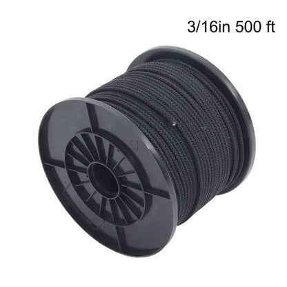 3/16 Inch x 500 Feet Hollow Braid Polypropylene Rope  – Black，750 Pounds