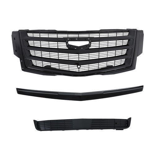 Gloss Black Front Center Mesh Grille Fit For Cadillac Escalade 2015-2020 3Pcs