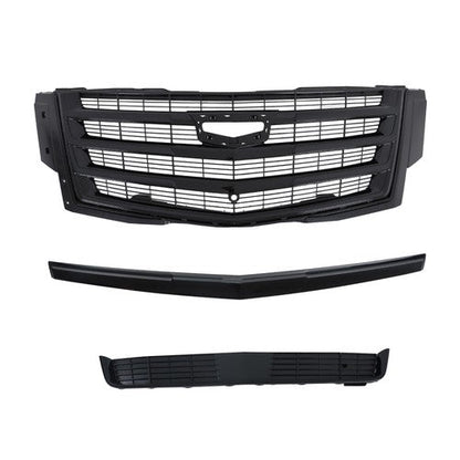 Gloss Black Front Center Mesh Grille Fit For Cadillac Escalade 2015-2020 3Pcs