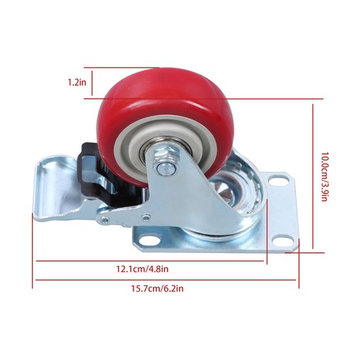 3 Inch Industrial Heavy Duty Swivel Caster Wheels with Brake Set of 4 Safety