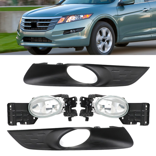 Fit Honda Accord Crosstour 3.5L 2010-2012 Front Bumper Fog Lights Lamp W/Bezel