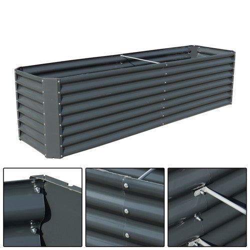 8x2x2 Ft Metal Raised Garden Beds Metal Planter Box Easy Assembl