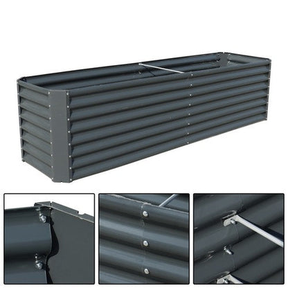 8x2x2 Ft Metal Raised Garden Beds Metal Planter Box Easy Assembl