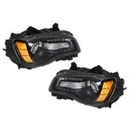Pair Headlights Headlamps Halogen Black  Clear Lens For Chrysler 300 2011-2014