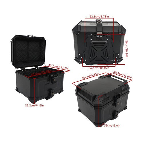 Motorcycle Top Case Waterproof Rear Tour Box with Security Lock Helmet Case 45L
