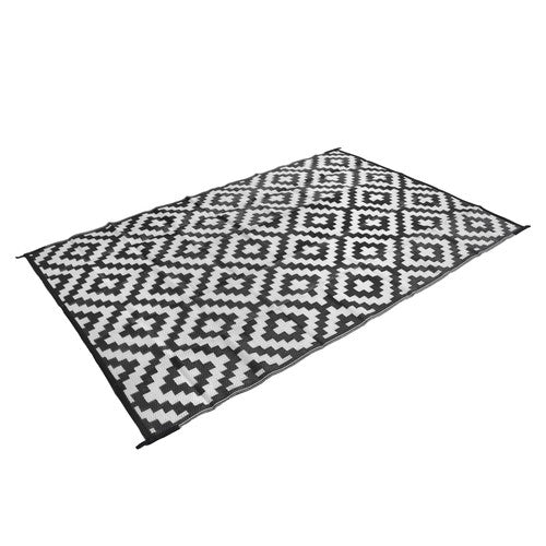 6x9 ft Waterproof Outdoor Rug Outdoor Plastic Straw Rug Carpet Black & White