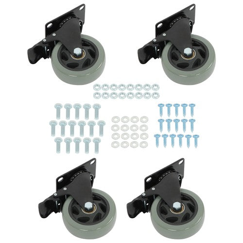 4 Pack Grey 4 Inch Swivel Caster Wheels Heavy Duty With brake