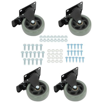 4 Pack Grey 4 Inch Swivel Caster Wheels Heavy Duty With brake