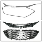 For 2019-2023 Chevrolet Malibu Front Bumper Upper Lower Grille Black Chrome 3PCS