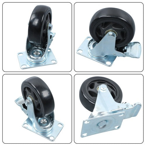 4 Inch Caster Wheels Heavy Duty with Brake,2200Lbs,Swivel Plate Casters Set Of 4