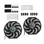 2× 12" Electric Radiator Cooling Slim Fans Push Pull Mount Black For Universal