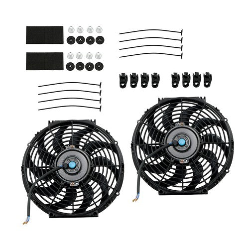 2× 12" Electric Radiator Cooling Slim Fans Push Pull Mount Black For Universal