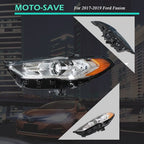 Driver Left Side Headlight Assembly W/LED DRL Chrome For Ford Fusion 2017-2019