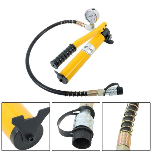 CP-180 Hydraulic Hand Pump 8500 PSI with Oil Gauge & Hand Operated Pump