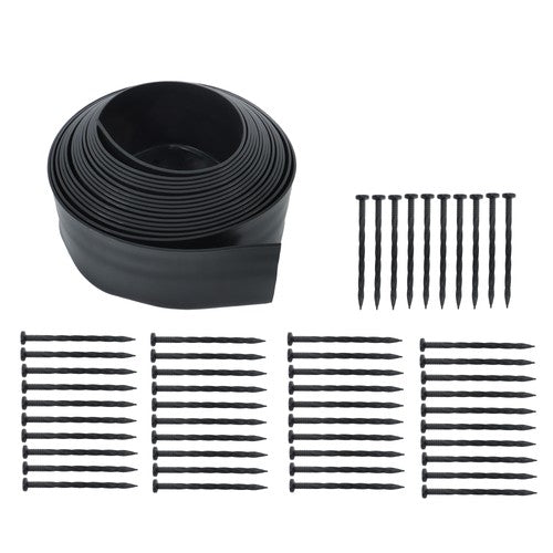 Garden Edge L-shaped 49FT Lawn Grass Stone Isolation Strip 75pcs Anchoring Spik