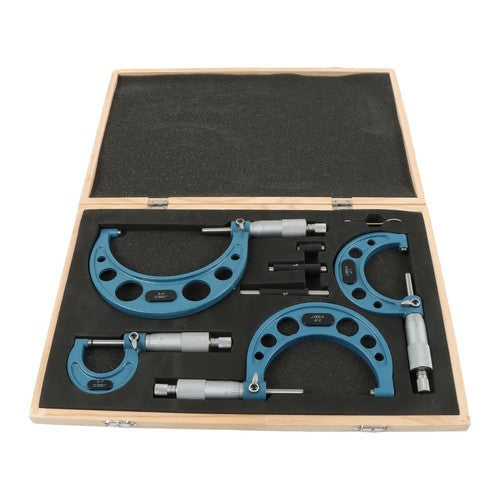 0-4"/0.0001" Premium Outside Micrometer Set Machinist Tool Precision Carbide Tip
