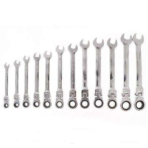 12pc Flexible Head Ratcheting Wrench Combination Spanner Tool Set 8-19mm Metric