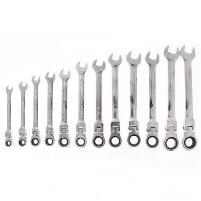 12pc Flexible Head Ratcheting Wrench Combination Spanner Tool Set 8-19mm Metric
