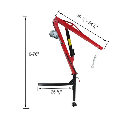 500Lbs Truck Hydraulic Dock Jib Engine Hoist Crane Hitch Mount Red