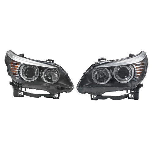 Right+Left Black Halogen Clear Headlight Assembly For BMW 528i 2008 2009 2010