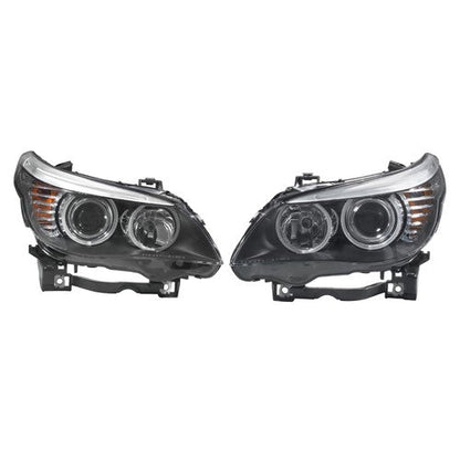 Right+Left Black Halogen Clear Headlight Assembly For BMW 528i 2008 2009 2010