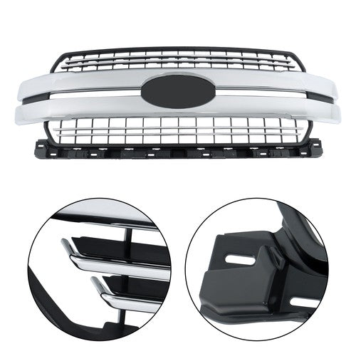 New For Ford F-150 F150 2018-20 Lariat Style Front Bumper Grille Grill Chrome