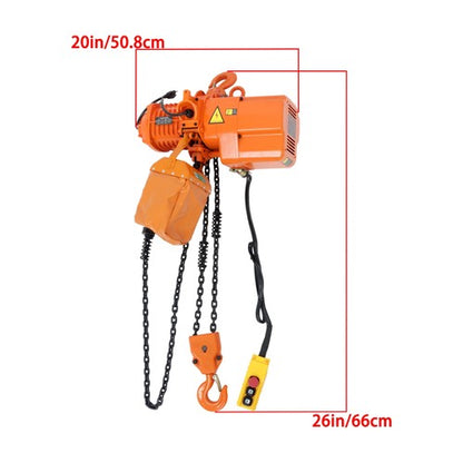 1 Ton Electric Chain Hoist, Single Phase 2200Lbs 10ft Lift Height G80 110V 750W