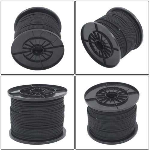 3/16 Inch x 500 Feet Hollow Braid Polypropylene Rope  – Black，750 Pounds