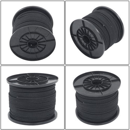 3/16 Inch x 500 Feet Hollow Braid Polypropylene Rope  – Black，750 Pounds