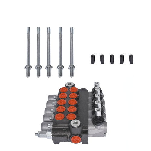5 Spool 3625PSI Hydraulic Monoblock Double Acting Control Valve 11 GPM SAE Ports