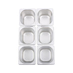 6 Pcs 6Inch Deep Thickened 1/6 Size Steam Table Pans Without Lid Stainless Steel