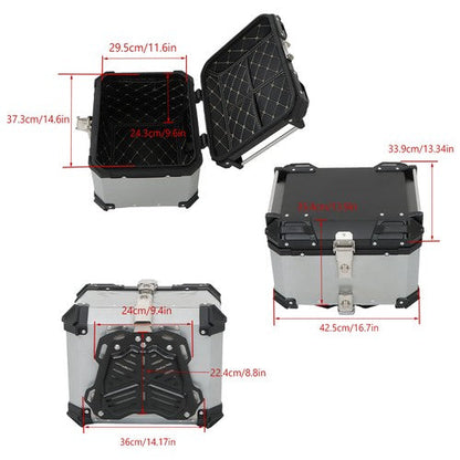 Motorcycle Aluminum Trunk Rear Top Case Luggage Tour Tail Tool Box Lock 45L NEW