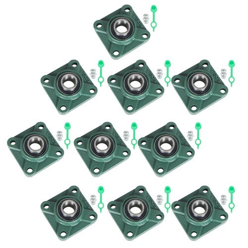 10PCS UCF205-16 Pillow Block Flange Bearing 1" Bore 4 Bolt Solid Base