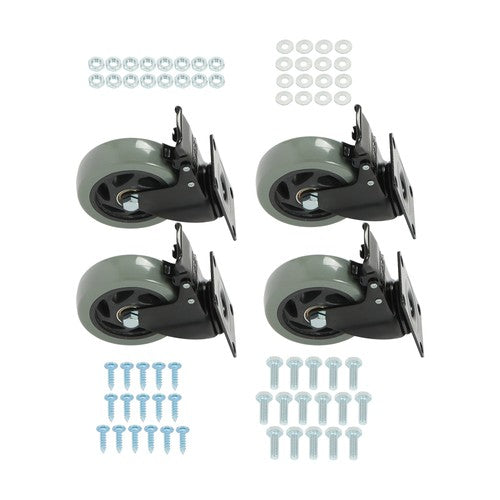 4 Pack Grey 4 Inch Swivel Caster Wheels Heavy Duty With brake