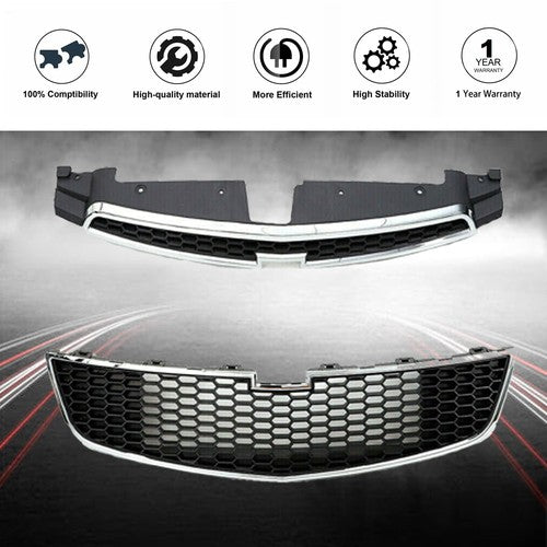 Front Upper Lower Grille Grill Black Plastic Trim For Chevrolet Cruze 2011-2014