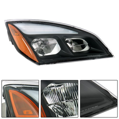 Right Headlight Assembly Black With LED Fit For Freightliner Cascadia 2018-2023
