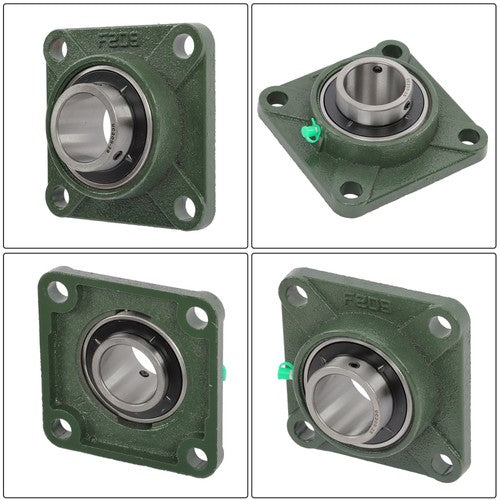 2 × UCP209-28 Pillow Block Flange Bearing 1-3/4" Bore 4 Bolt Solid Base