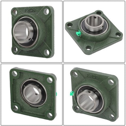 2 × UCP209-28 Pillow Block Flange Bearing 1-3/4" Bore 4 Bolt Solid Base