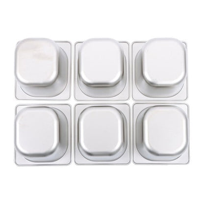 6 Inch Deep Thickened 1/6 Size 6 Pack Stainless Steel Steam Table Pans
