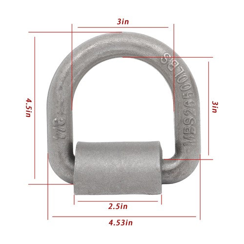4 Pack 3/4" Heavy Duty Weld On Forged D Rings with Welding Clips, 26,500 lbs
