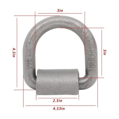 4 Pack 3/4" Heavy Duty Weld On Forged D Rings with Welding Clips, 26,500 lbs