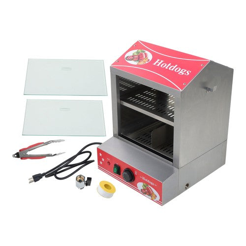 27L Hot Dog Machine Hot Dog Steamer with Bun Warmer 500W 175 Hotdogs 40 Buns