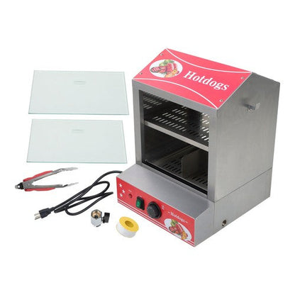 27L Hot Dog Machine Hot Dog Steamer with Bun Warmer 500W 175 Hotdogs 40 Buns