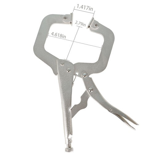 Adjustable C-Clamp Locking Pliers Set 11" Locking Welding With Swivel Pads 6 Pcs