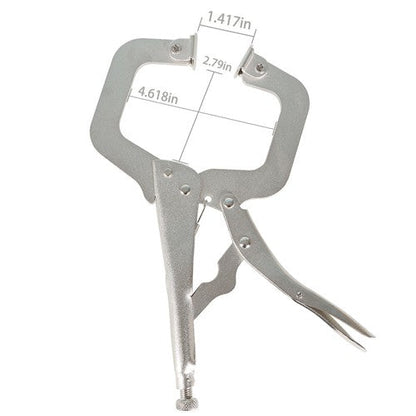 Adjustable C-Clamp Locking Pliers Set 11" Locking Welding With Swivel Pads 6 Pcs