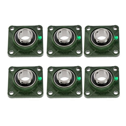 (6) UCF209-28 Solid Base Pillow Block Flange Mounted Bearing 1-3/4" Bore 4 Bolt
