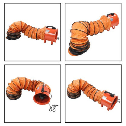 Portable Blower Steel 10 Inch, 1520 CFM 320W Industrial Orange 33ft Ducting