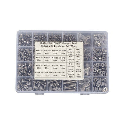 700 Pack Stainless Steel nut and bolt combination kit 4-40#6-32#8-32#10-24