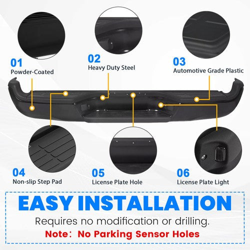 Complete Black Rear Bumper Assembly for 2005 2015 Tacoma 05 15 SR5